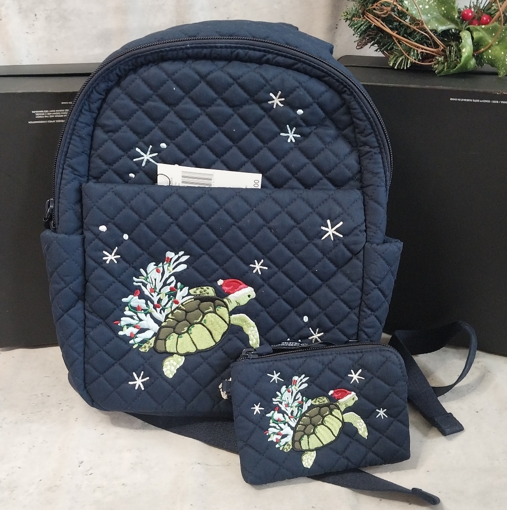 Vera Bradley Santa Turtle Backpack w/ coin purse